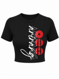 Baby tee Arirang Vertical blanco camiseta negra