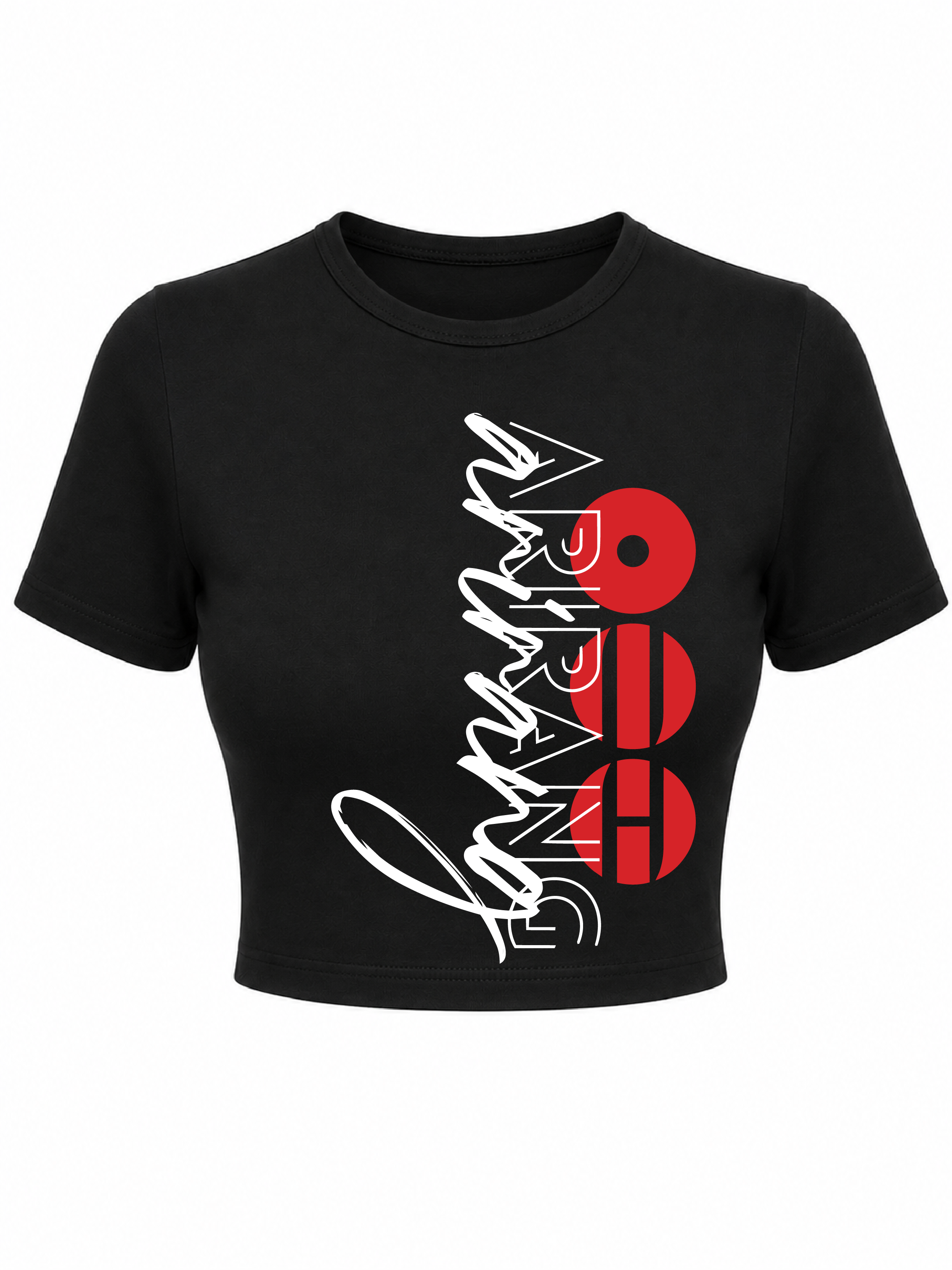 Baby tee Arirang Vertical blanco camiseta negra