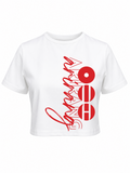 Baby tee Arirang Vertical rojo camiseta blanca