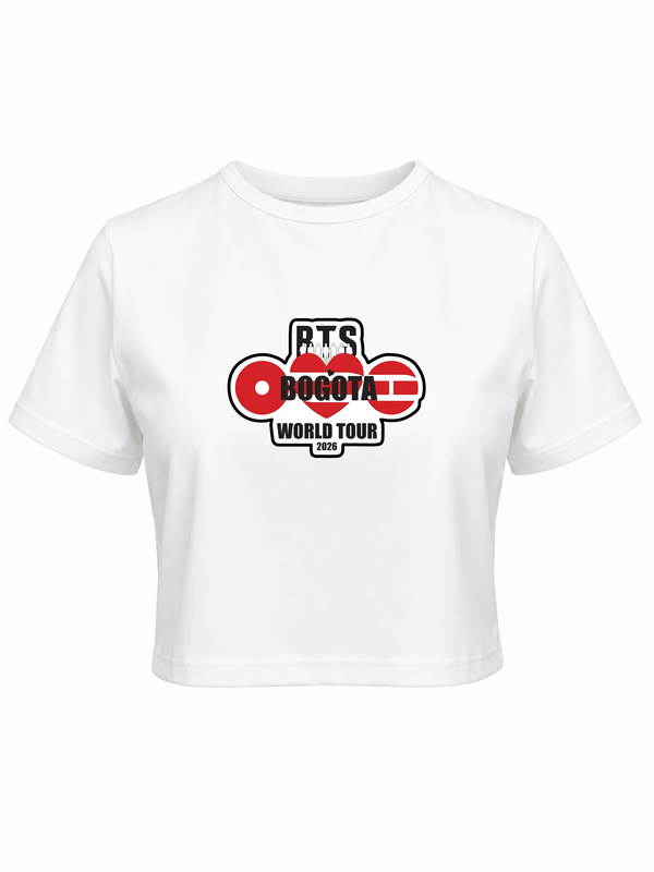 Baby tee Bts Bogota World Tour 2026 blanca