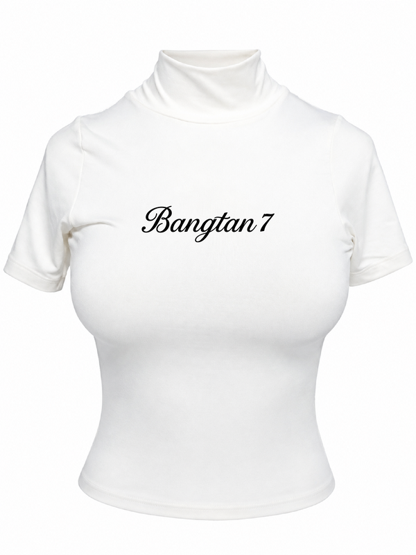 Blusa Cuello Alto Bangtan 7 Blanca
