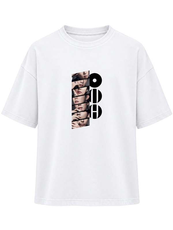 CAMISETA OVERSIZE BLANCA FRAGMENTO NEGRO